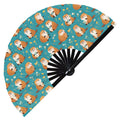 Cute Beaver Pattern Bamboo Hand Fan