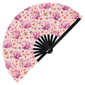 Cute Hippo Pattern Bamboo Hand Fan