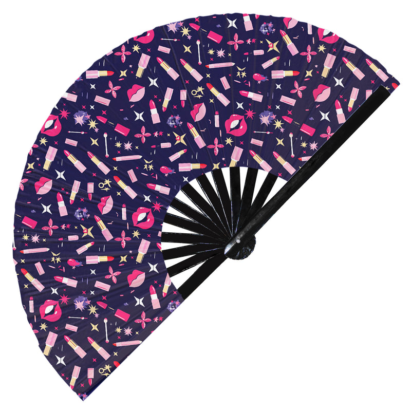 Cute Lipstick Pattern Bamboo Hand Fan