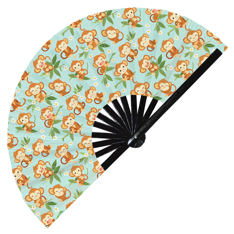 Cute Monkey Pattern Bamboo Hand Fan