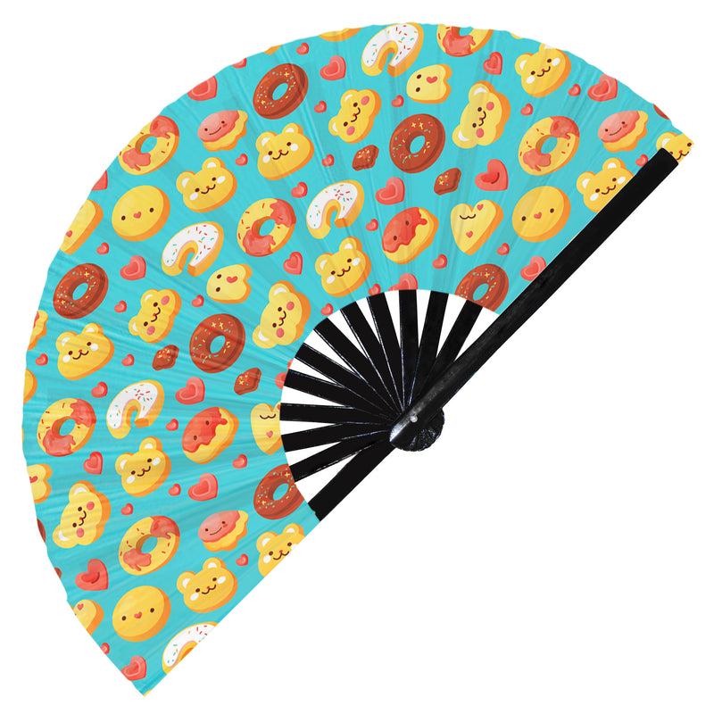 Cute Cookies Pattern Bamboo Hand Fan