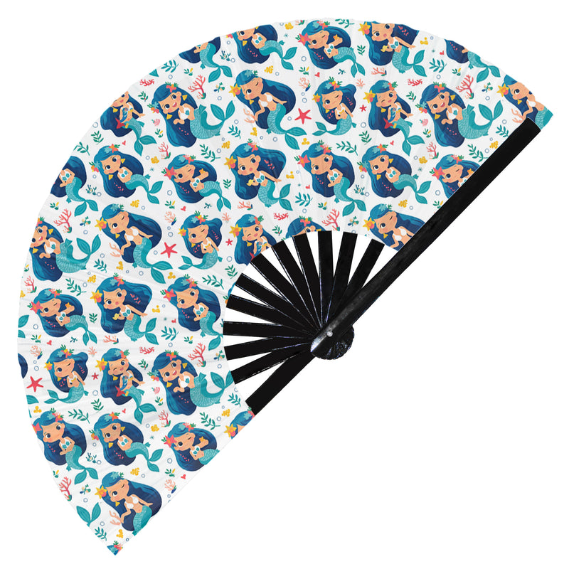 Cute Mermaid Pattern Bamboo Hand Fan