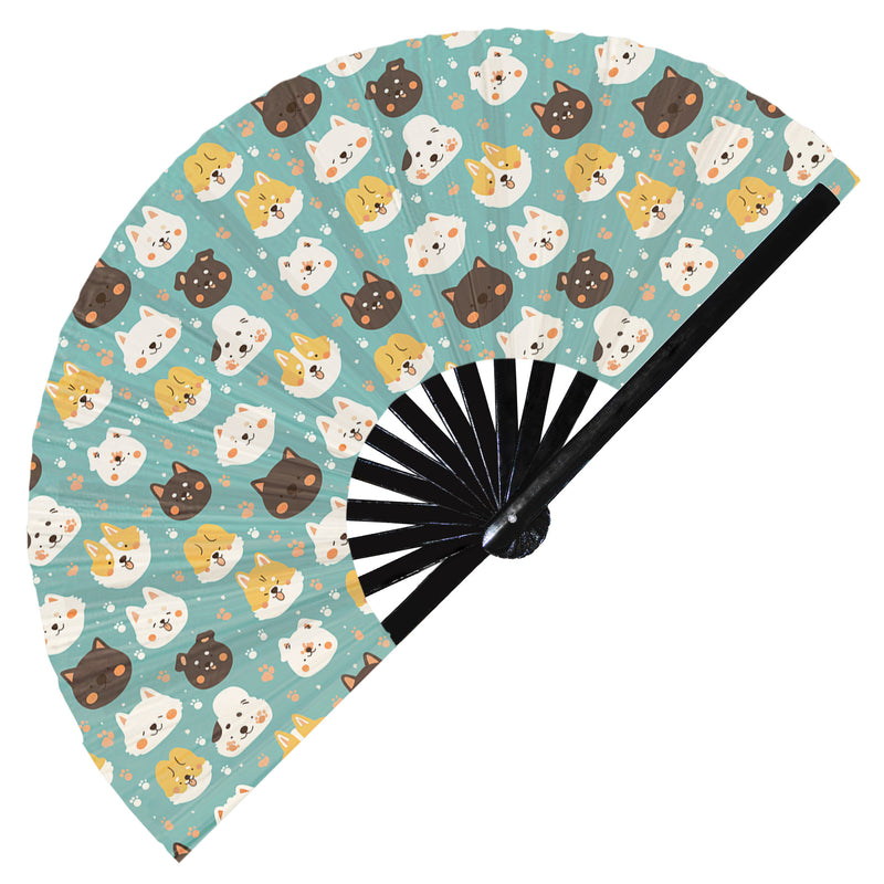 Cute Dog Pattern Bamboo Hand Fan