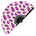 Cute Eggplant Pattern Bamboo Hand Fan