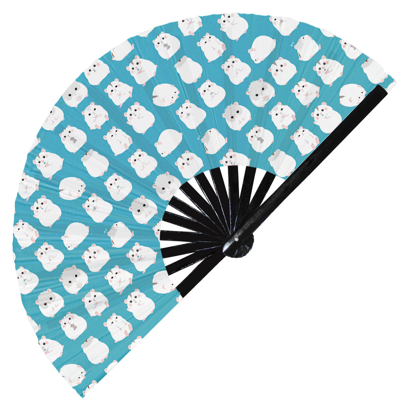 Cute Hamster Pattern Bamboo Hand Fan