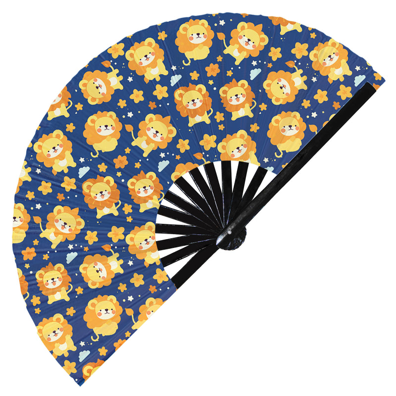 Cute Lion Pattern Bamboo Hand Fan