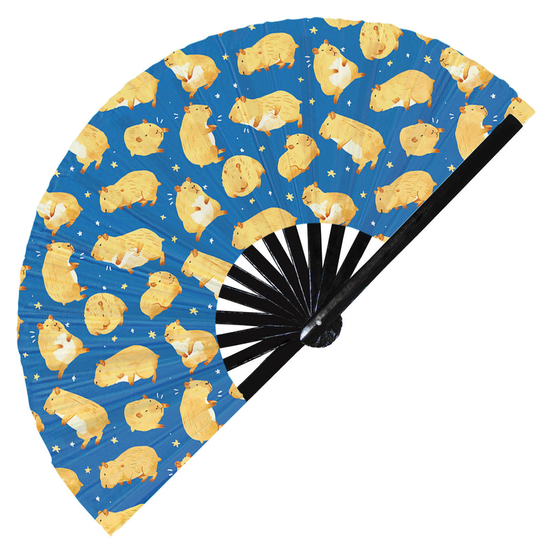 Cute Capybara Pattern Bamboo Hand Fan