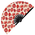 Cute Lips Pattern Bamboo Hand Fan