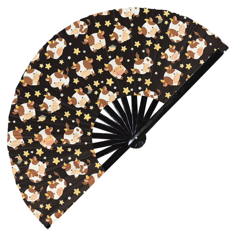 Cute Cow Pattern Bamboo Hand Fan