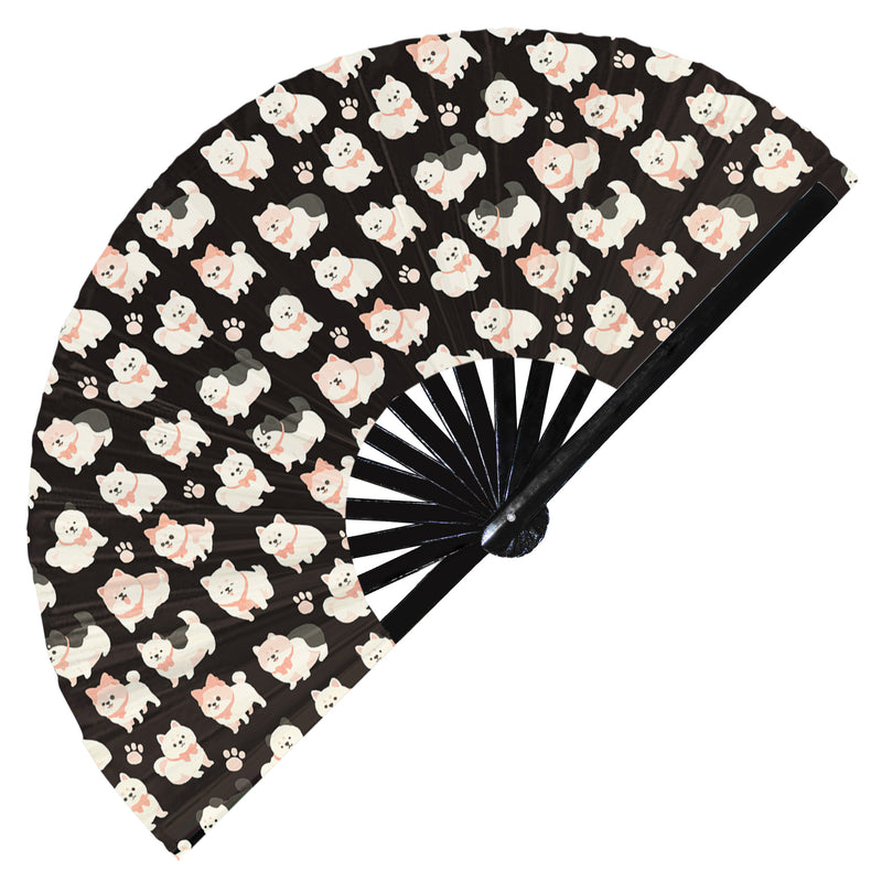 Cute Dog Pattern Bamboo Hand Fan