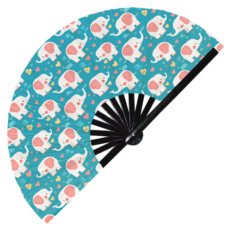 Cute Elephant Pattern Bamboo Hand Fan