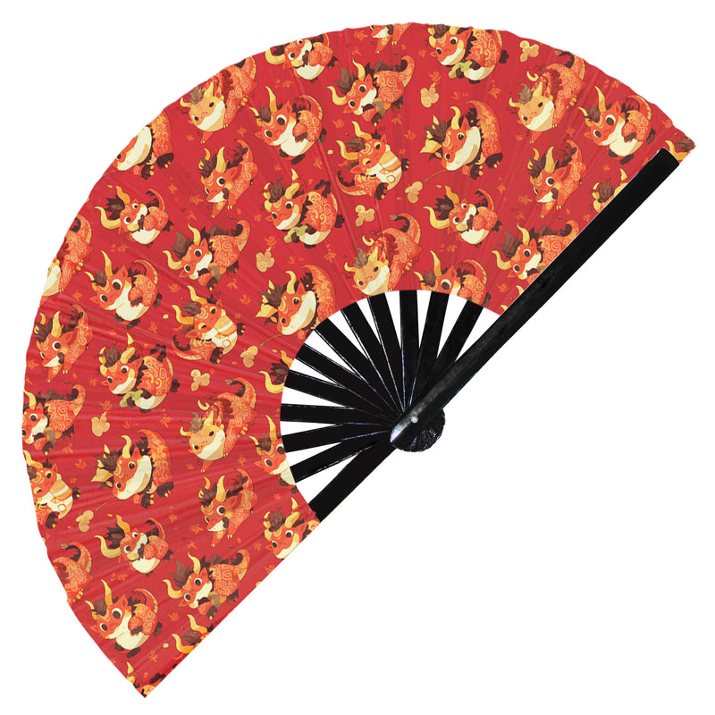 Cute Dragon Pattern Bamboo Hand Fan