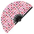 Cute Lipstick Pattern Bamboo Hand Fan