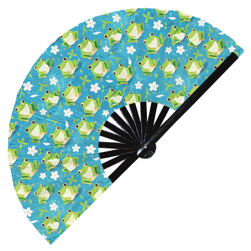 Cute Frog Pattern Bamboo Hand Fan