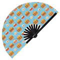 Cute Burger Pattern Bamboo Hand Fan