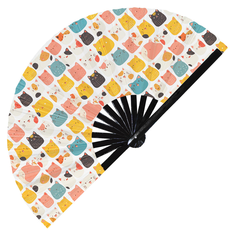 Cute Cat Pattern Bamboo Hand Fan