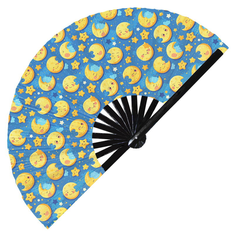 Cute Moon Pattern Bamboo Hand Fan