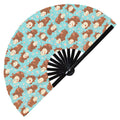 Cute Hippo Pattern Bamboo Hand Fan