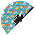 Cute Elephant Pattern Bamboo Hand Fan