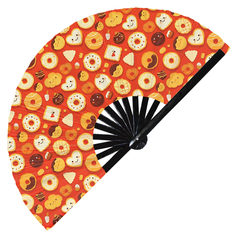 Cute Cookies Pattern Bamboo Hand Fan