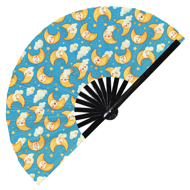 Cute Moon Pattern Bamboo Hand Fan