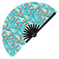 Cute Boat Pattern Bamboo Hand Fan