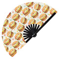 Cute Burger Pattern Bamboo Hand Fan