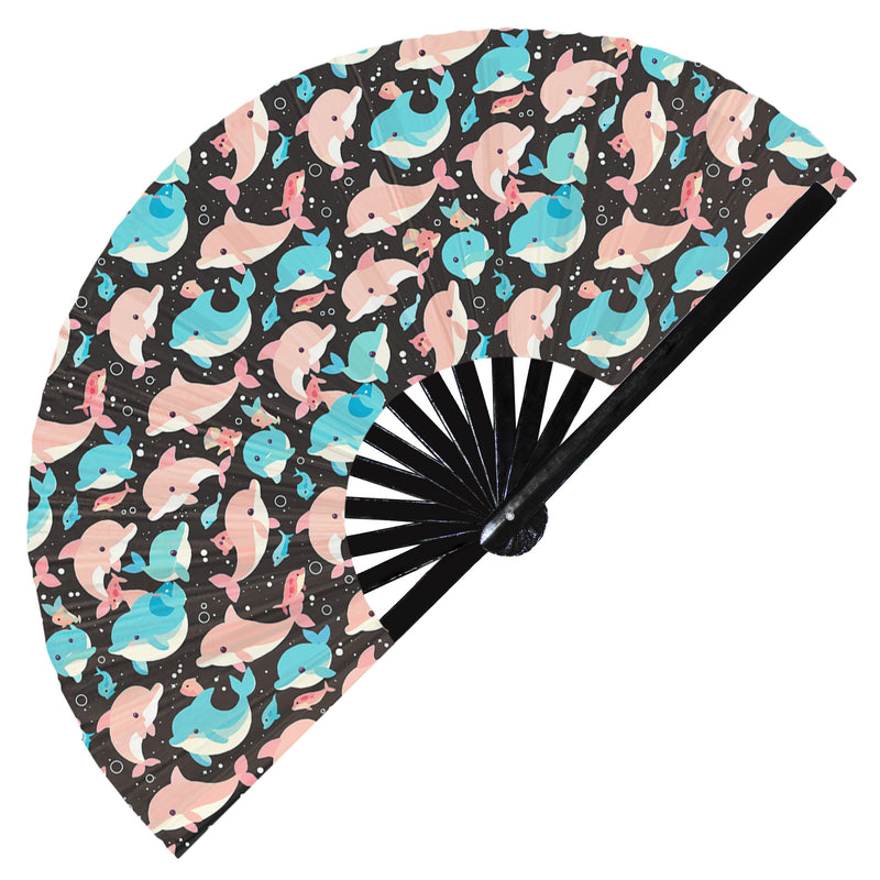 Cute Dolphin Pattern Bamboo Hand Fan