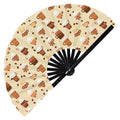 Cute Coffee Pattern Bamboo Hand Fan