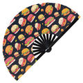 Cute Burger Pattern Bamboo Hand Fan