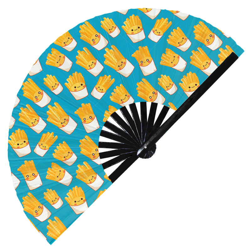 Cute Fries Pattern Bamboo Hand Fan