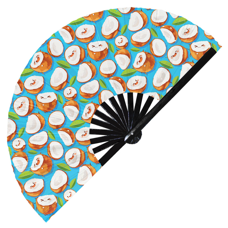 Cute Coconut Pattern Bamboo Hand Fan