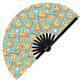 Cute Pizza Pattern Bamboo Hand Fan