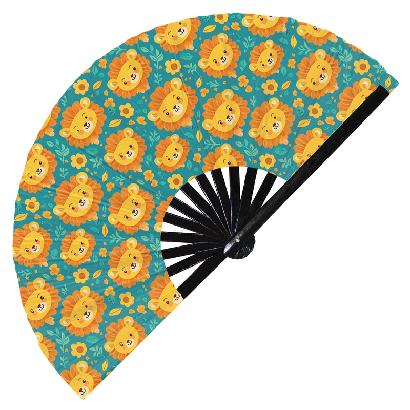 Cute Lion Pattern Bamboo Hand Fan