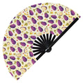 Cute Eggplant Pattern Bamboo Hand Fan