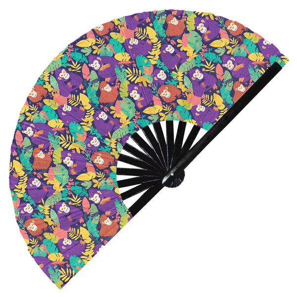 Cute Gorilla Pattern Bamboo Hand Fan