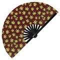 Cute Marijuana Weed Pattern Bamboo Hand Fan