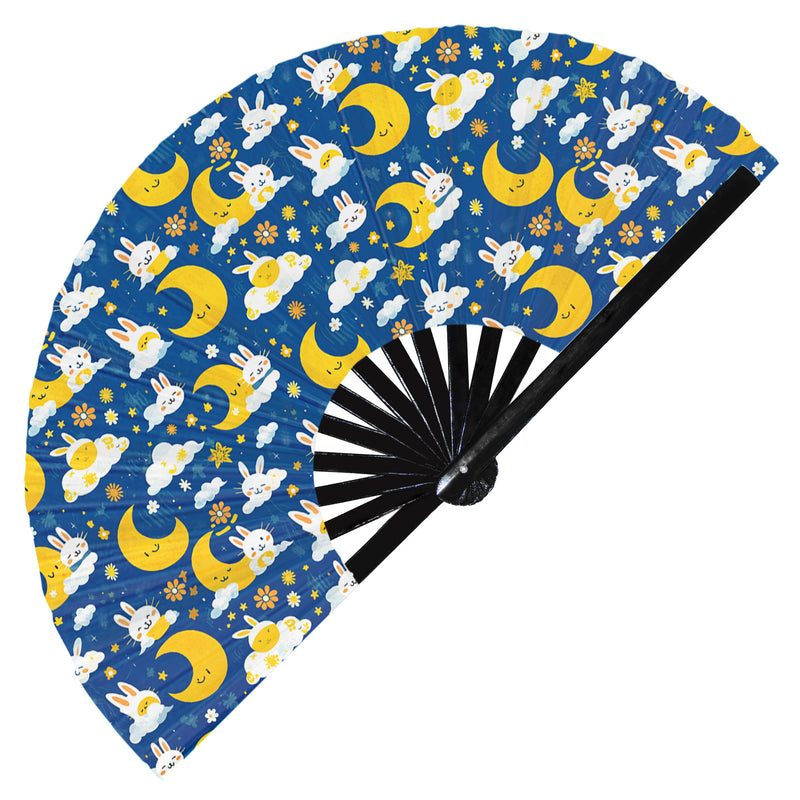 Cute Moon Pattern Bamboo Hand Fan