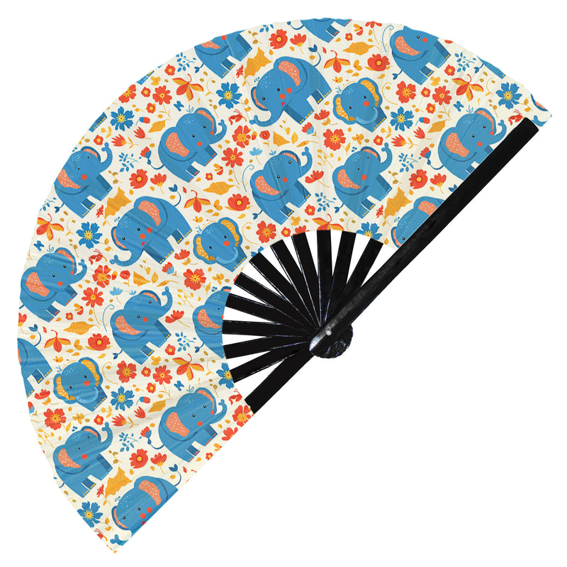 Cute Elephant Pattern Bamboo Hand Fan