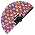 Cute Owl Pattern Bamboo Hand Fan