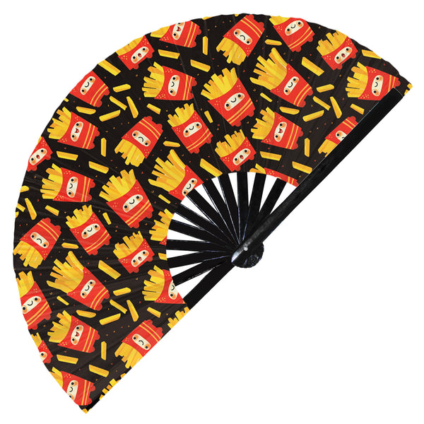 Cute Fries Pattern Bamboo Hand Fan