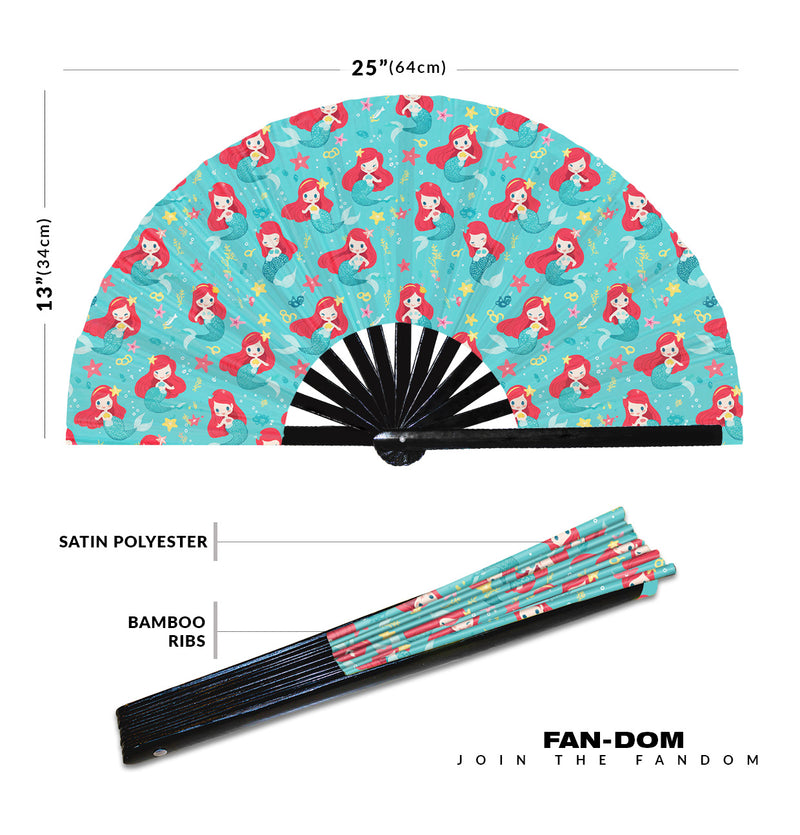 Cute Mermaid Pattern Bamboo Hand Fan