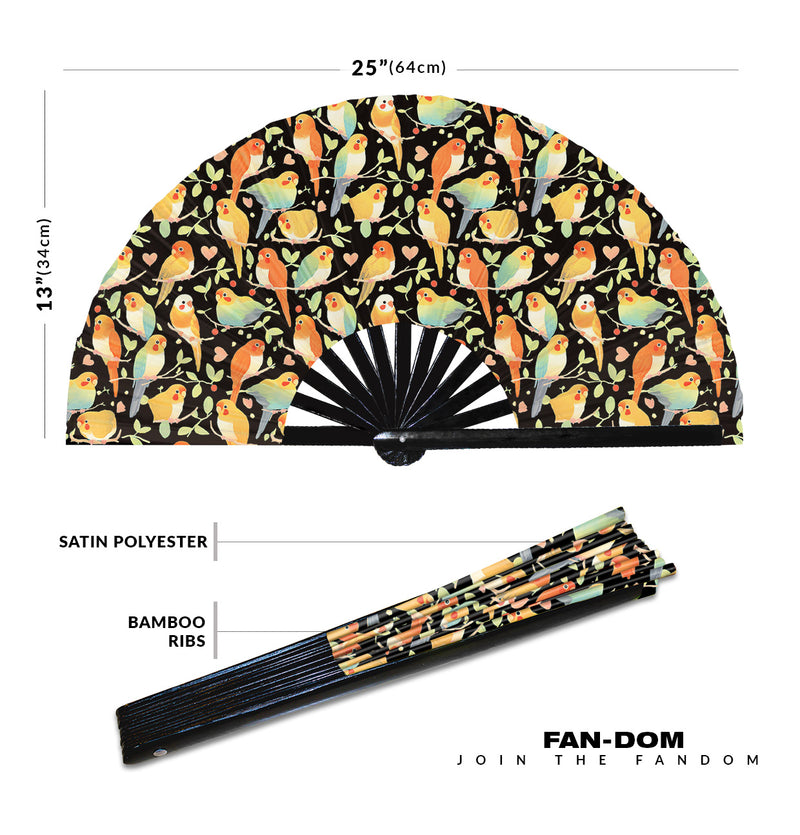 Cute Parrot Pattern Bamboo Hand Fan