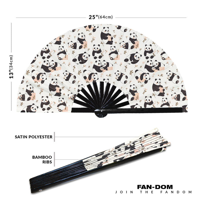 Cute Panda Pattern Bamboo Hand Fan