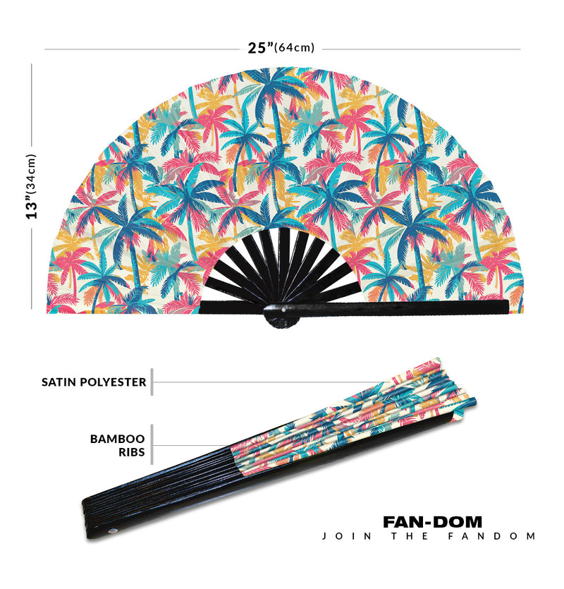 Cute Palm Trees Pattern Bamboo Hand Fan