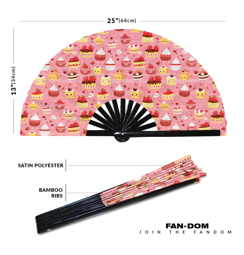 Cute Cake Pattern Bamboo Hand Fan