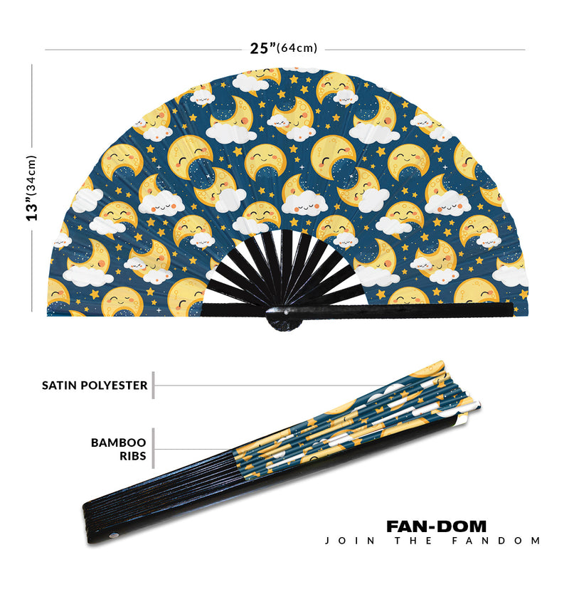 Cute Moon Pattern Bamboo Hand Fan