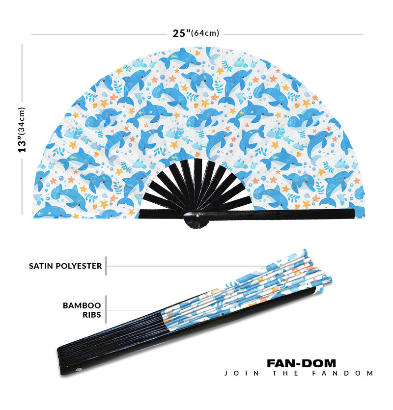 Cute Dolphin Pattern Bamboo Hand Fan