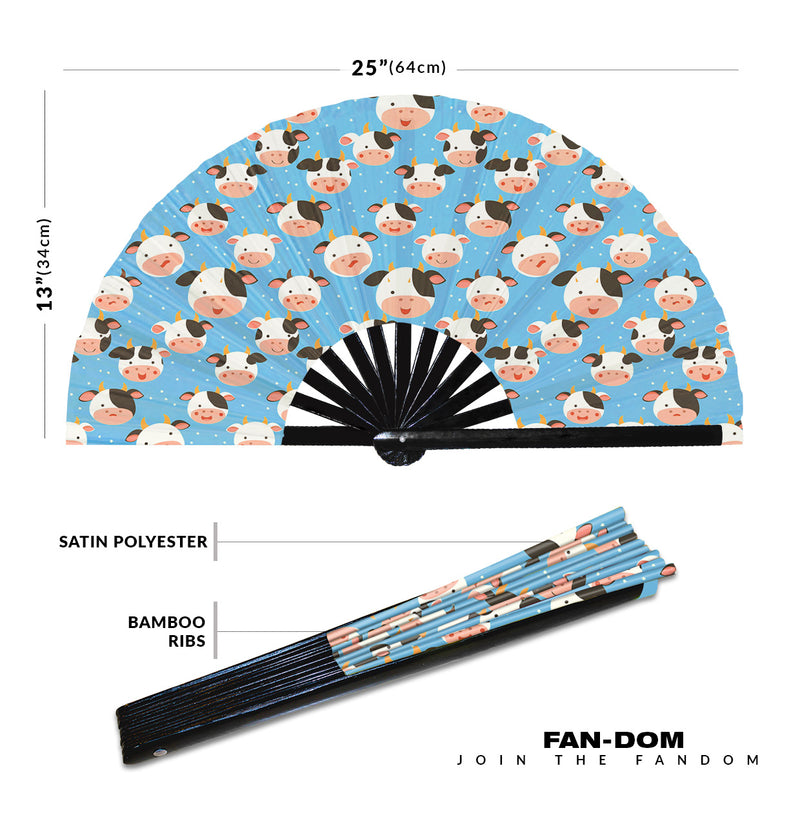 Cute Cow Pattern Bamboo Hand Fan