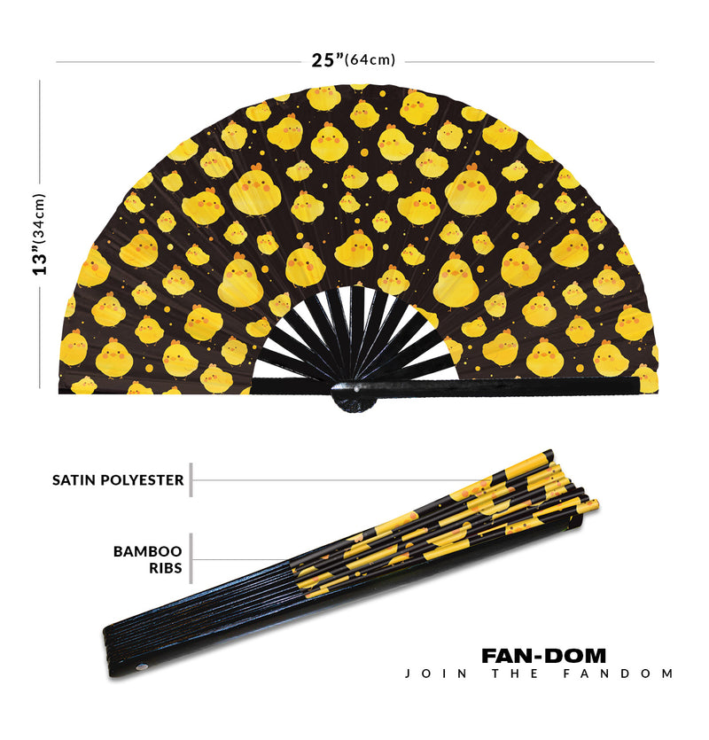 Cute Chicken Pattern Bamboo Hand Fan